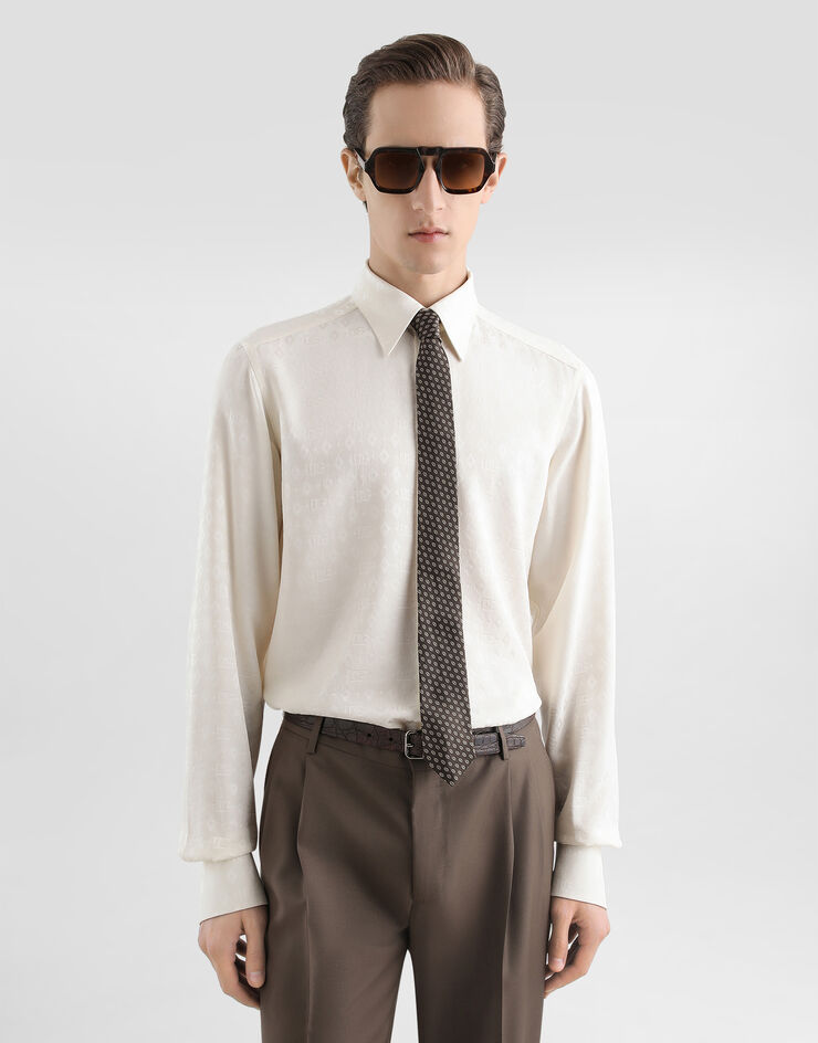 Dolce & Gabbana Martini shirt in logo silk jacquard White G5ML1TFJ1KB