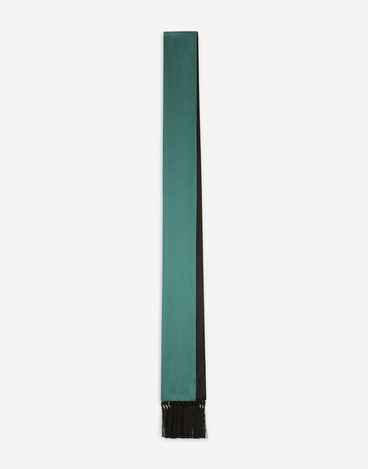 Dolce & Gabbana Шарф из шелкового атласа с бахромой зеленый GQ344EFU1AU
