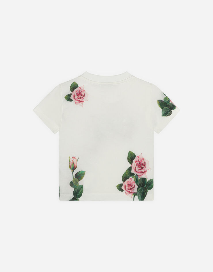 Dolce & Gabbana JERSEY T-SHIRT WITH TROPICAL ROSE PRINT FLORAL PRINT L2JTAZG7VXY