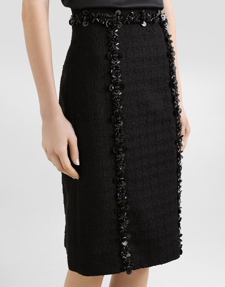 Dolce & Gabbana Stretch mat sheath skirt Black F4C7CZFUCDQ