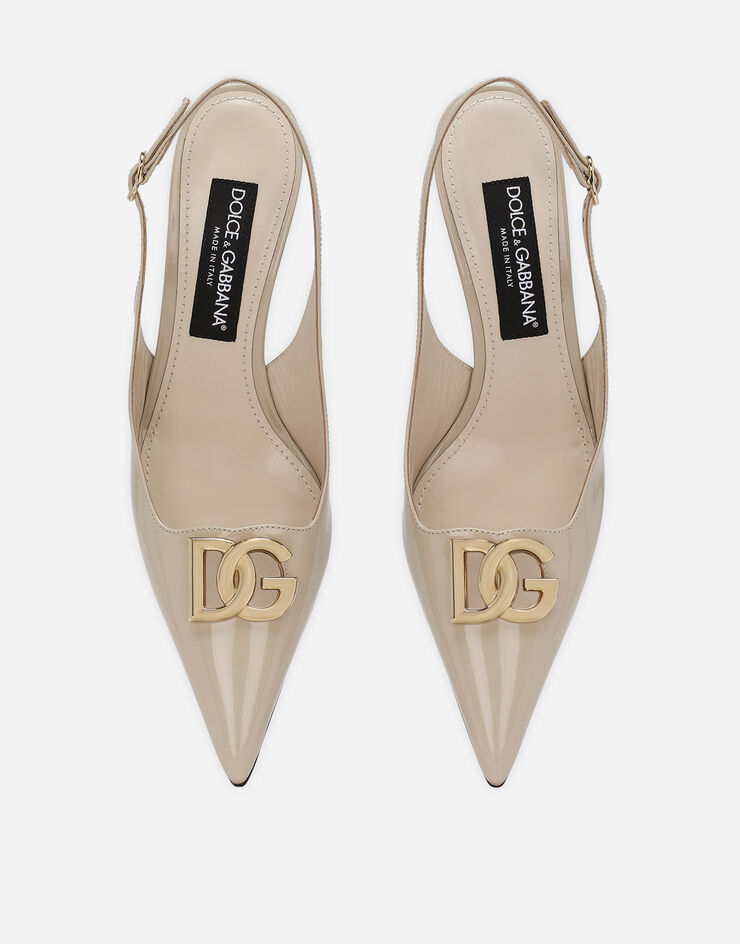 Dolce & Gabbana Zapato destalonado en piel de becerro brillante Beige CG0710A1037