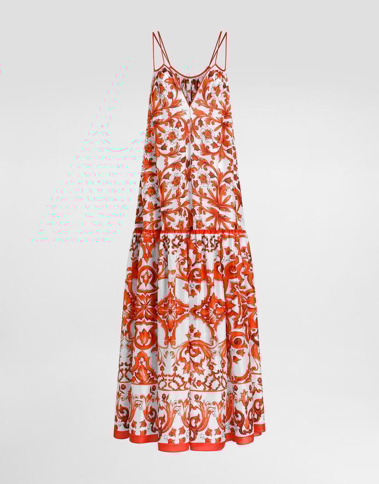 Dolce & Gabbana Majolica-print habotai long dress Multicolor F615ETGDDRG