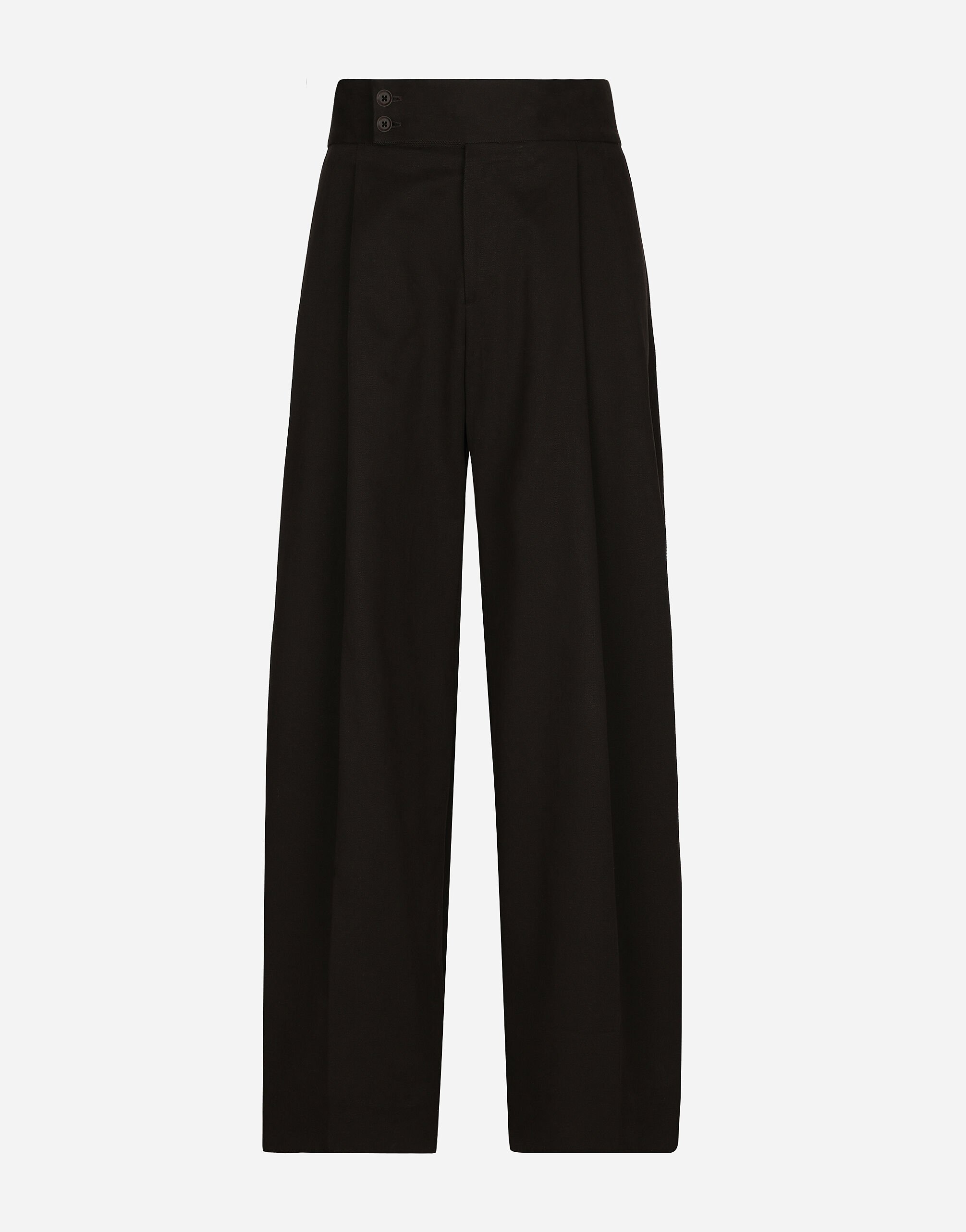 Dolce & Gabbana Tailored cotton pants with darts Brown G2SJ0THUMG4