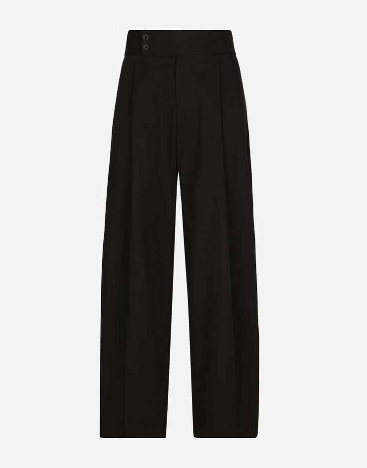 Dolce & Gabbana Tailored cotton pants with darts Brown GP086TFUFMV