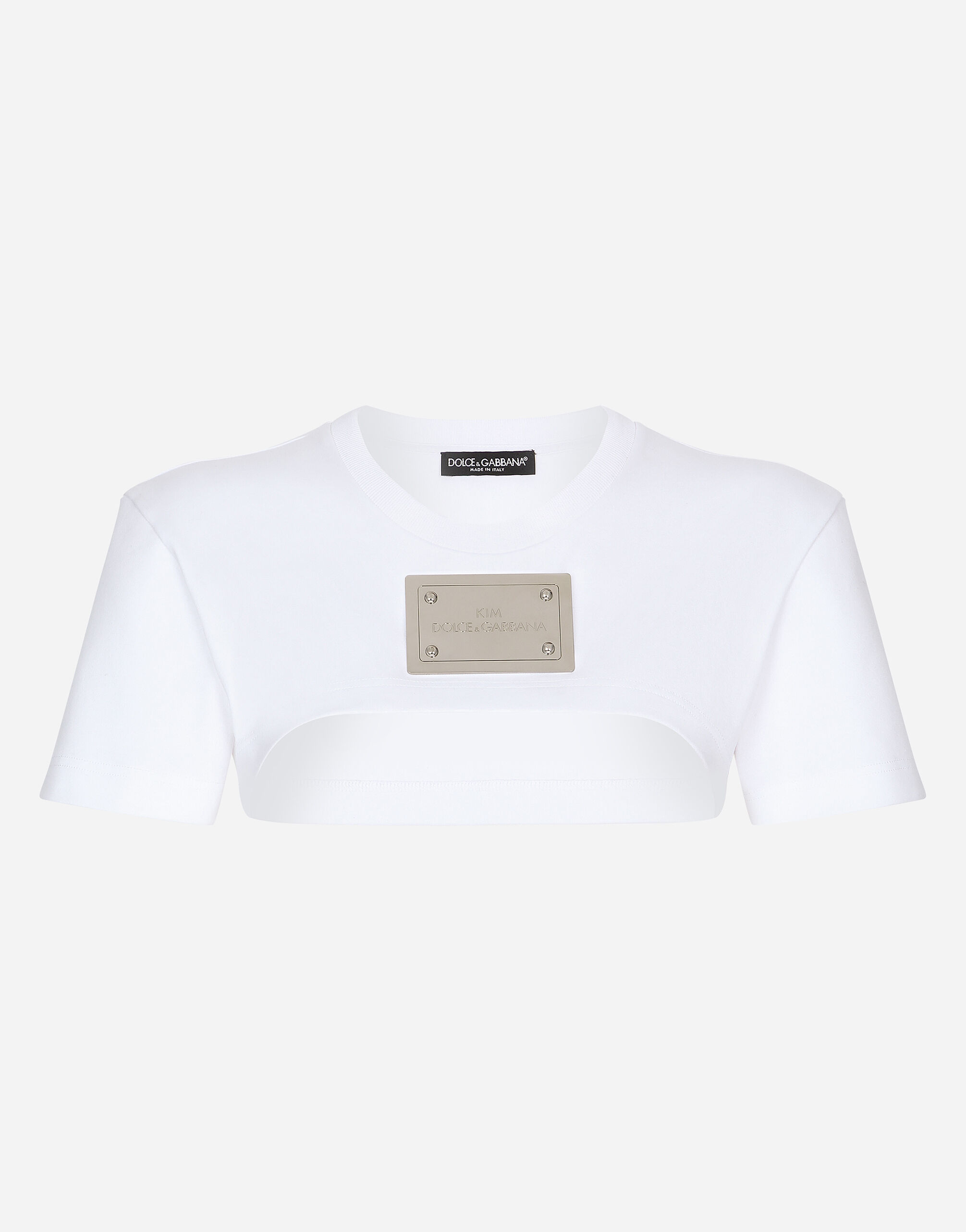 KIM DOLCE GABBANA Cropped jersey T shirt with KIM Dolce Gabbana tag in White for Women Dolce Gabbana