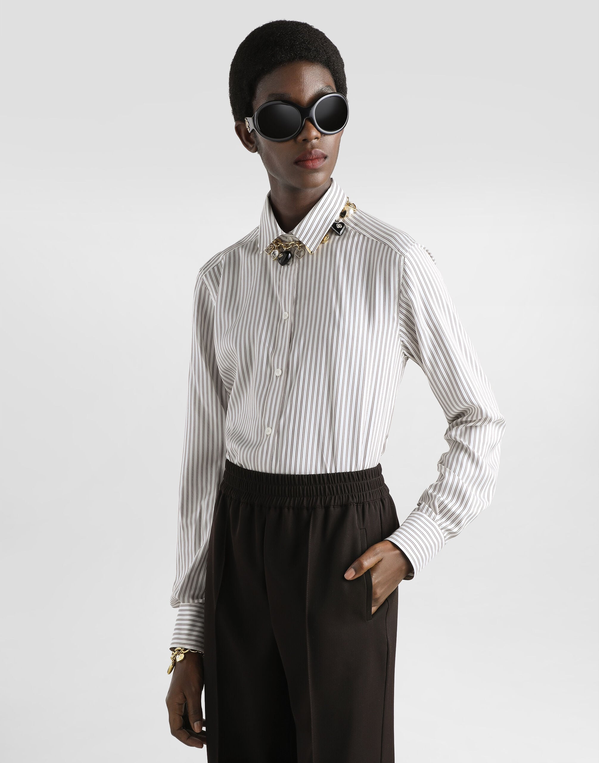 Silk shirt with striped print - thumbnail 2