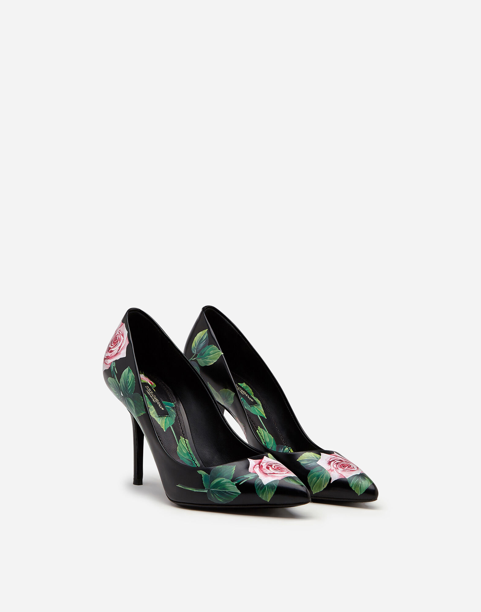 【Dolce&Gabbana】プリントキャンバス エスパドリーユ ローズ DOLCE & GABBANA Shoes White Leather Roses Crystal Pumps EU36