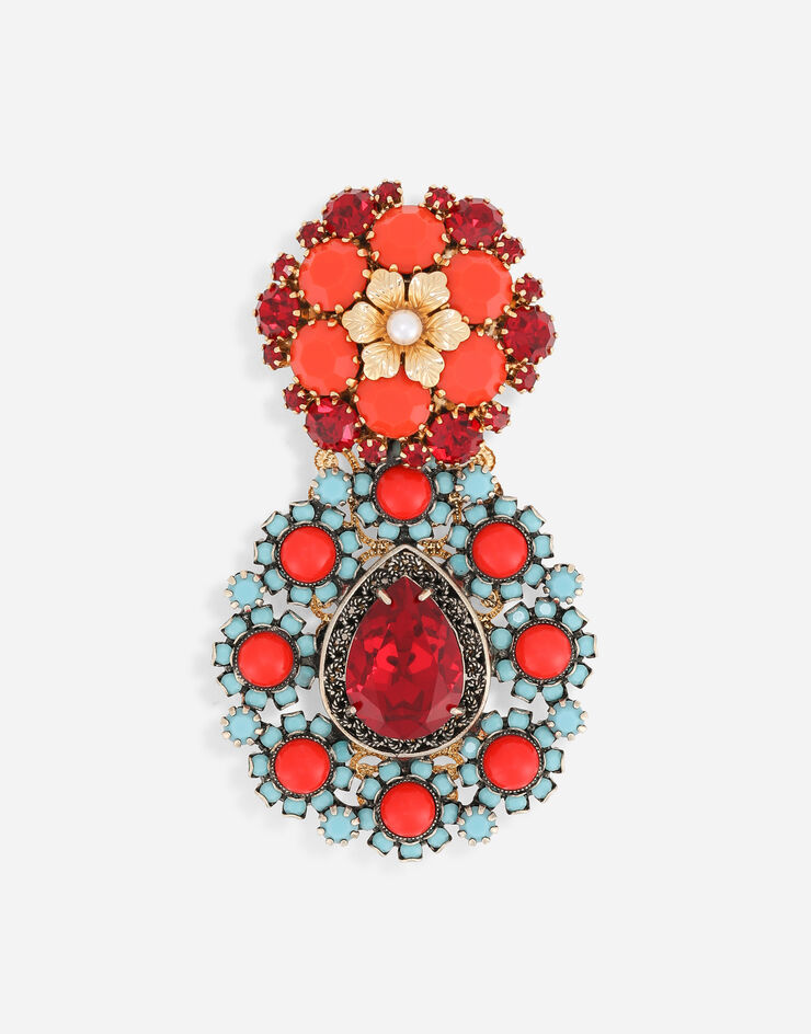 Dolce & Gabbana Брошь из металла с разноцветными стразами разноцветный WPO1M4W1111