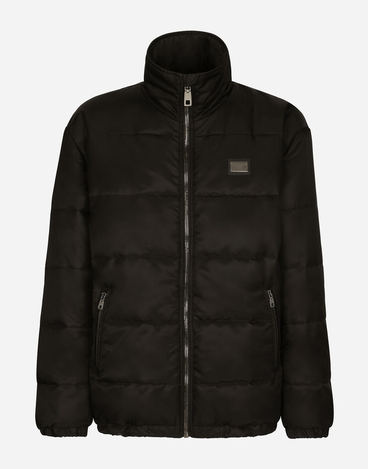 Dolce & Gabbana Cazadora de nailon con cuello alto y placa con logotipo Negro G9ZY3TFUSXV