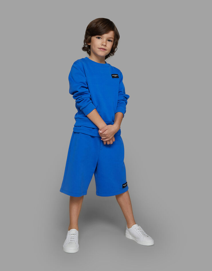 Dolce & Gabbana Свитшот из джерси с фирменной пластинкой синий L4JWIFG7M4R