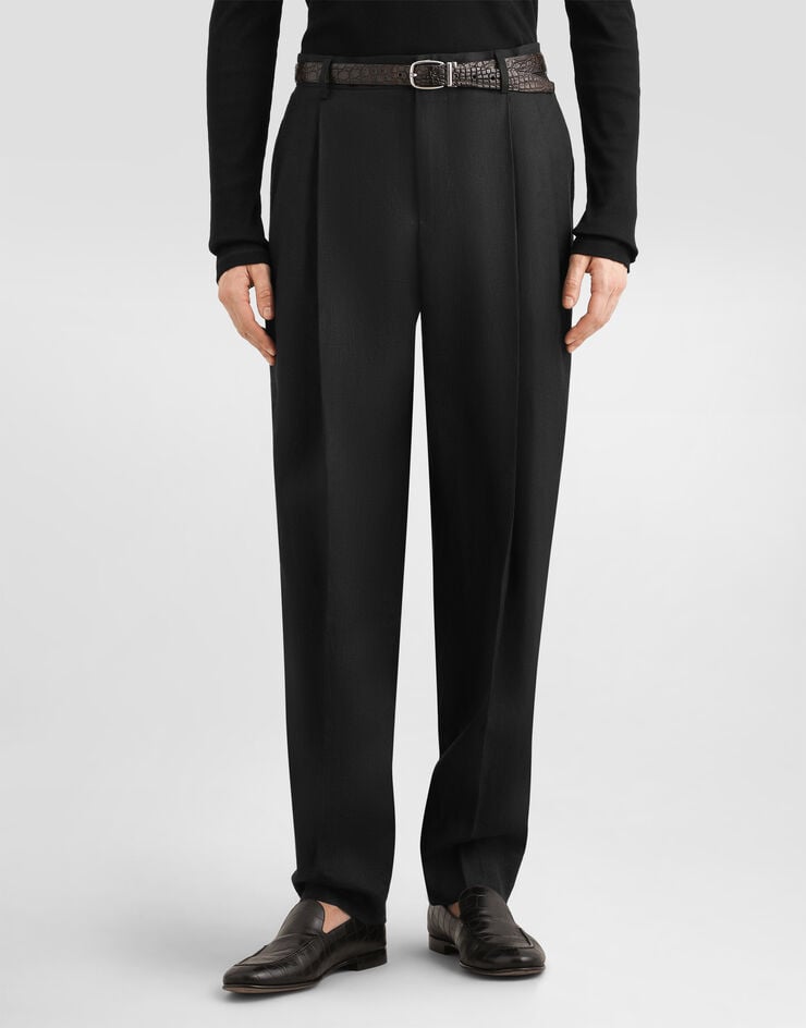 Dolce & Gabbana Pantalon en lin Dolce & Gabbana Pantalon en lin Black GP10DTFU4JB