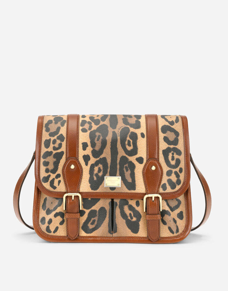 Dolce & Gabbana Leopard-print Crespo messenger bag with branded plate Multicolor BB6817AW384