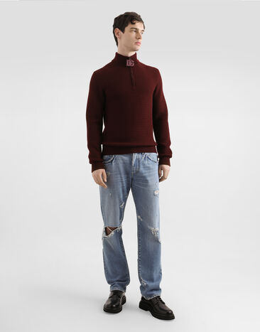 Dolce & Gabbana Jersey de cuello alto con cremallera y logotipo Burdeos GXW06TJDVBQ