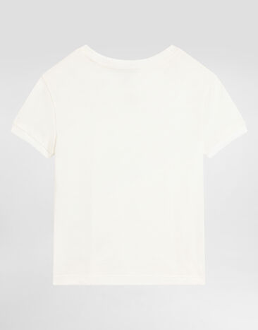 Dolce & Gabbana Jersey t-shirt with rhinestones DG logo White L5JTNJG7P2C