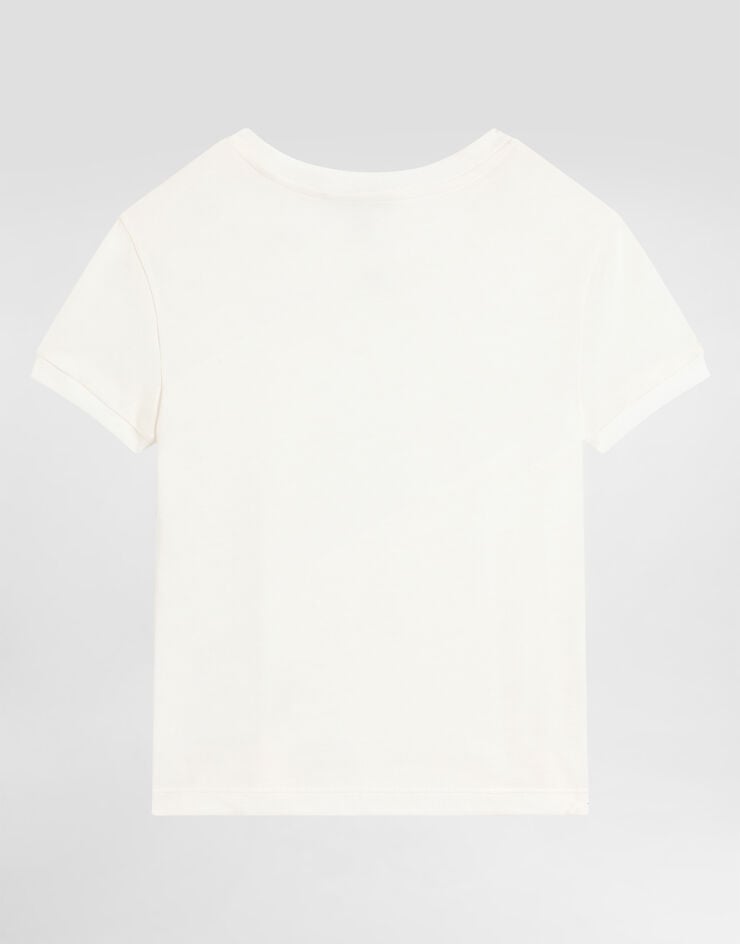 Dolce & Gabbana Jersey t-shirt with rhinestones DG logo White L5JTNJG7P2C