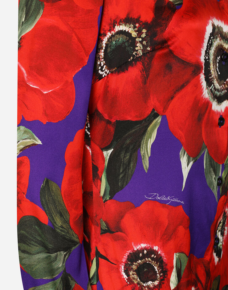 Dolce & Gabbana Body-chemise en satin à imprimé anémones Imprimé F775BTFSA58