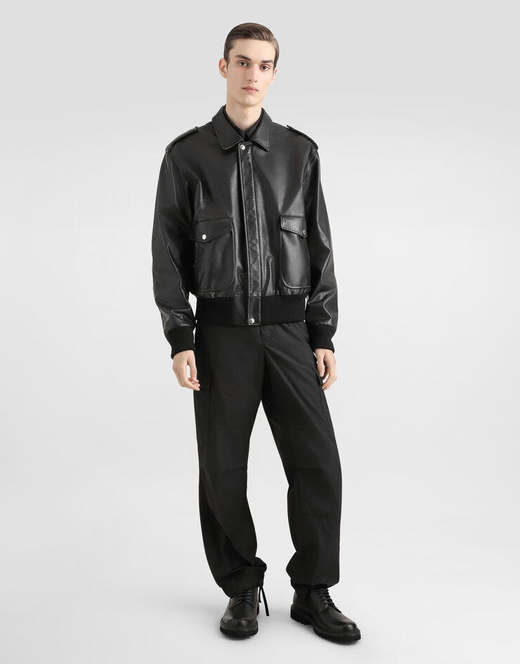 Dolce & Gabbana Hemd aus Baumwolle mit Plakette Schwarz G5MR9TG8MH8