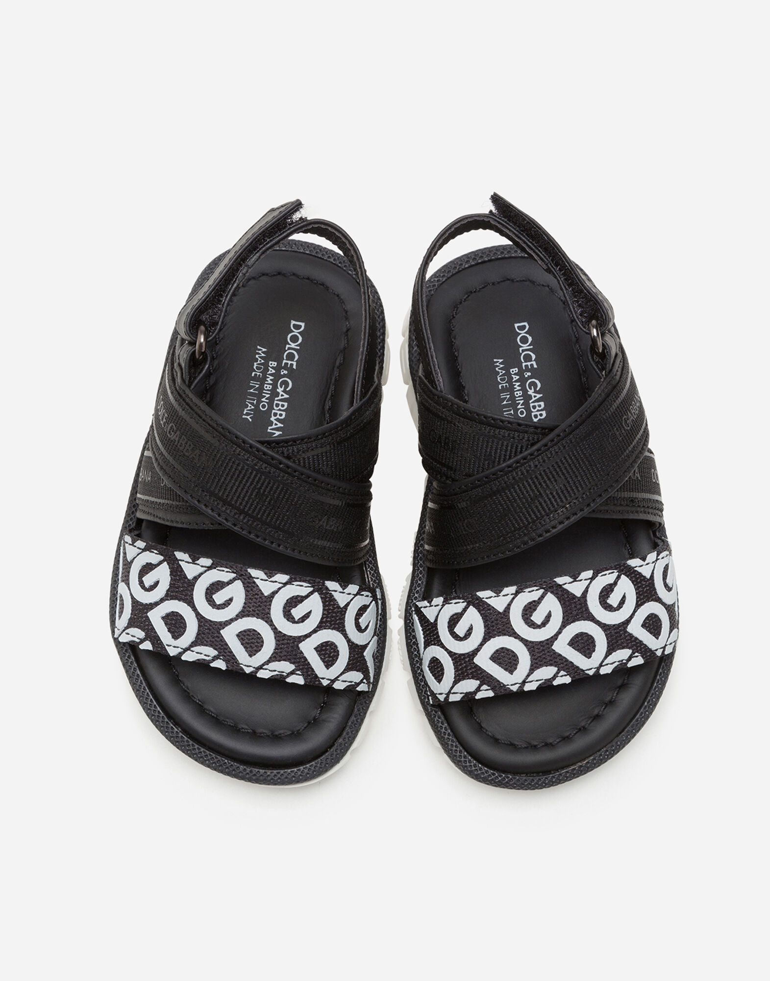 Beachwear sandals in calfskin with ribbon logo and DG rubber