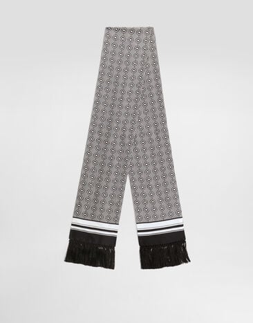Dolce & Gabbana Silk twill scarf with micro-design and logo Multicolor GQ214EG0WV0