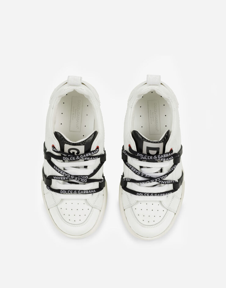 Dolce & Gabbana Portofino light sneakers in rubber calfskin BIANCO/NERO DA0783AX053