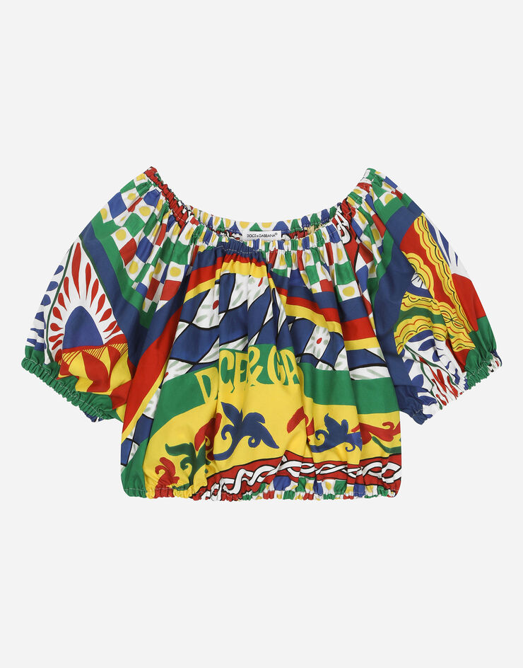 DolceGabbanaSpa Carretto-print poplin top Multicolor L55S88G7J8Z