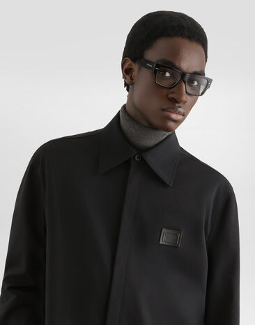 Dolce & Gabbana 태그 장식 테크니컬 패브릭 셔츠 Black G5LQ3TGK305