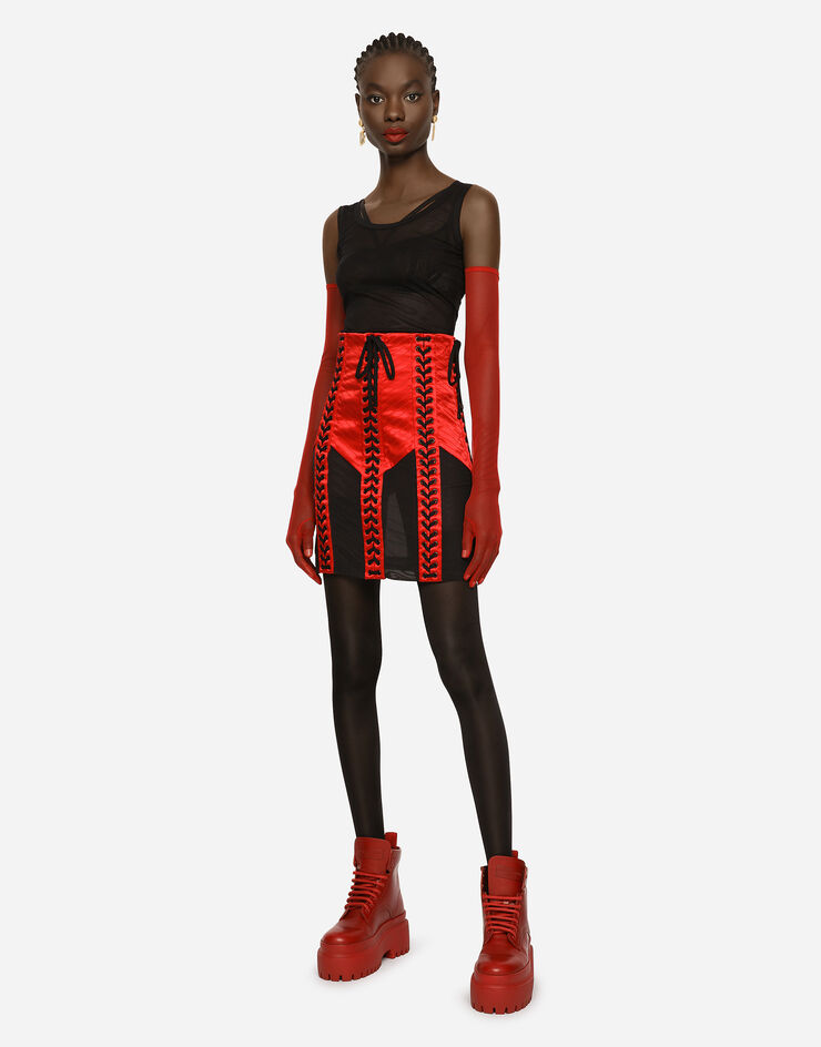 Dolce & Gabbana Minifalda corsetera con cordones y ojales Rojo F4CBFTFURAD