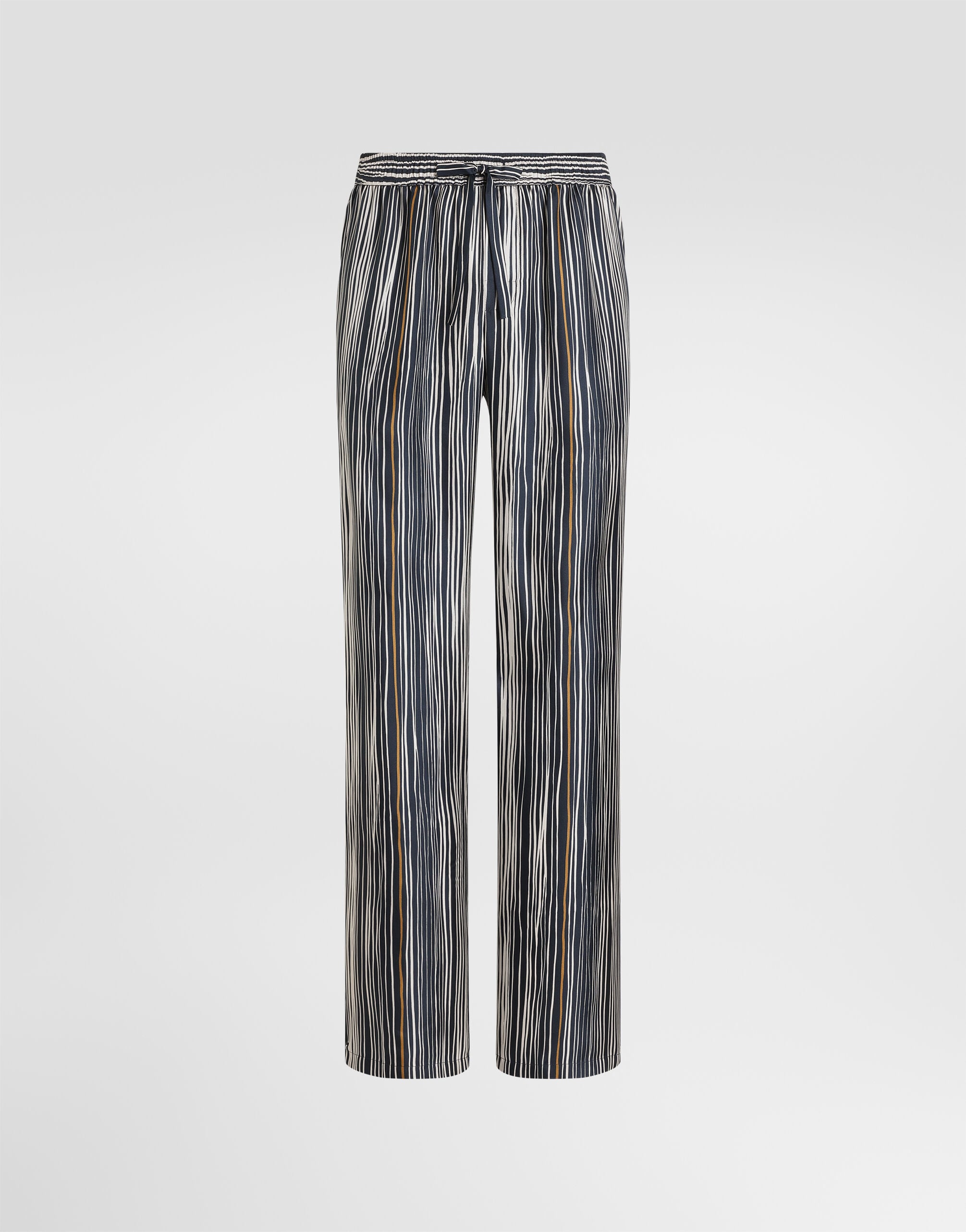 Stripe-print silk twill vanity trousers