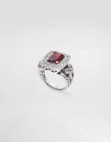 Dolce & Gabbana Eleganza Ring 18kt white and rose gold, garnet, and sapphires White WRSA4GWGAR1
