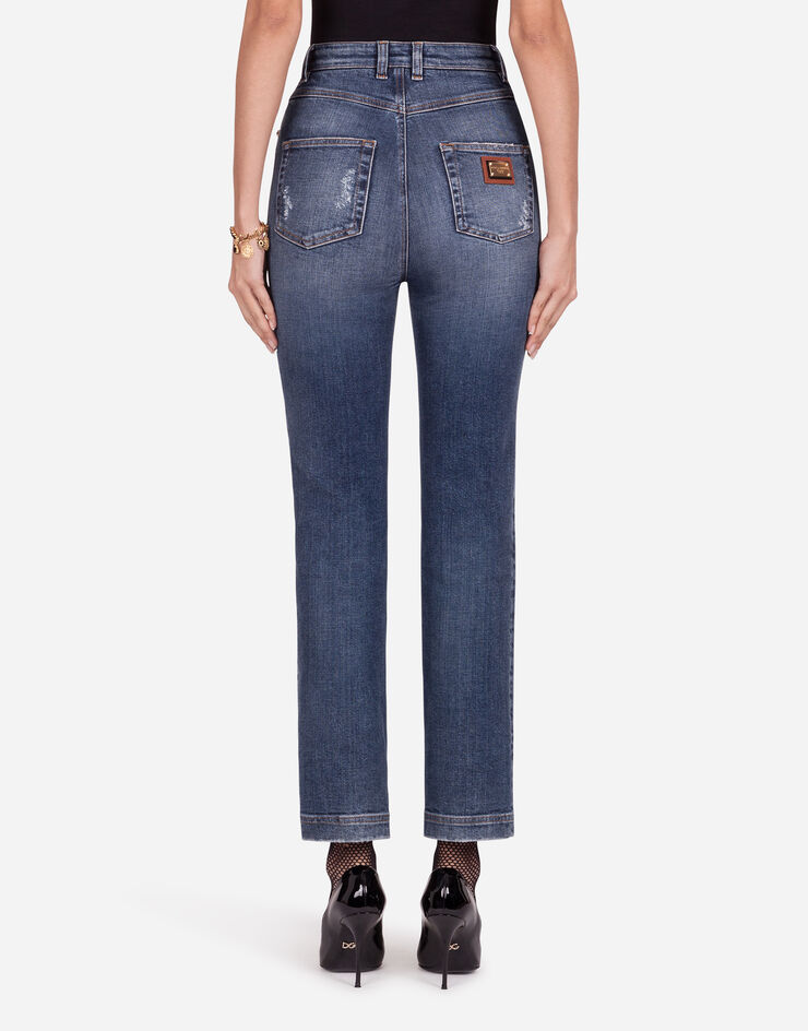 Dolce & Gabbana High-waisted jeans with pearls and embellishments BLUE FTBONZG899E