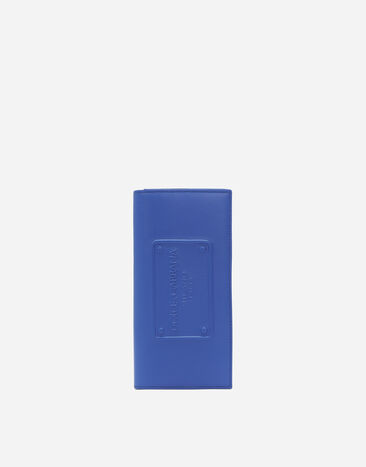 Dolce & Gabbana Calfskin vertical wallet with raised logo Blue BP0330AN244