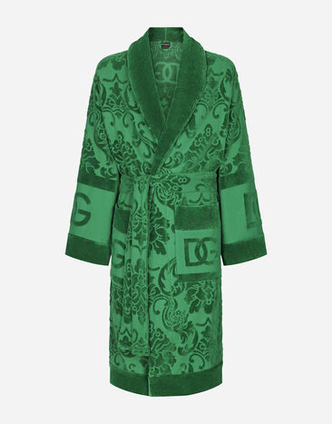 Dolce & Gabbana Bathrobe in Terry Cotton Jacquard Multicolor TCF009TCAGM