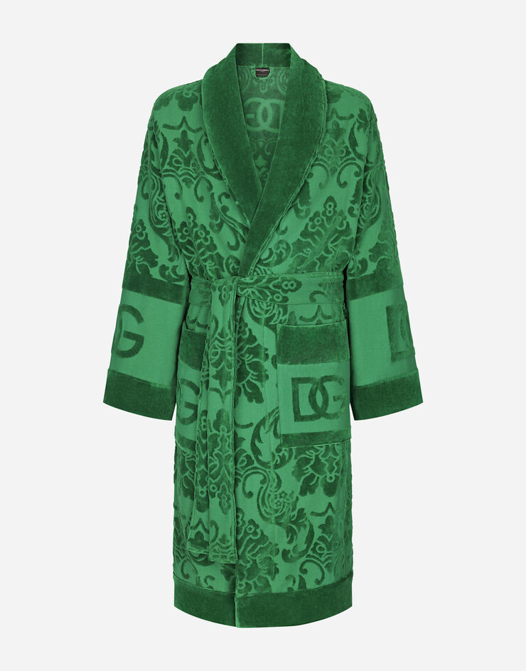 Dolce & Gabbana Bathrobe in Terry Cotton Jacquard Multicolor TCF009TCAGM