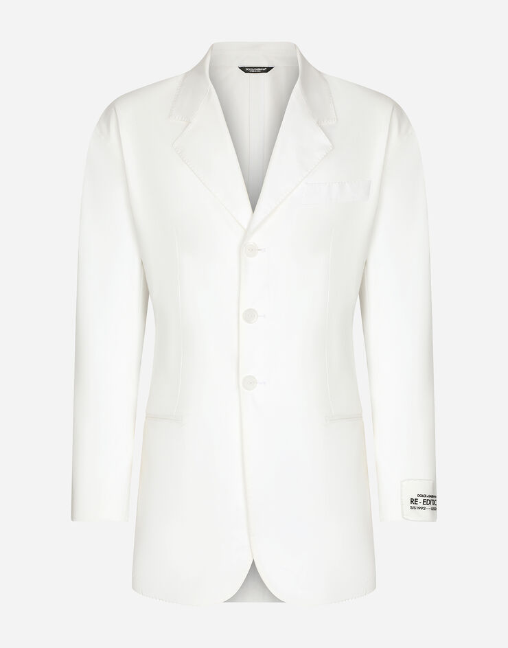 Dolce & Gabbana Пиджак из эластичного хлопкового габардина белый G2SK1TFUFML