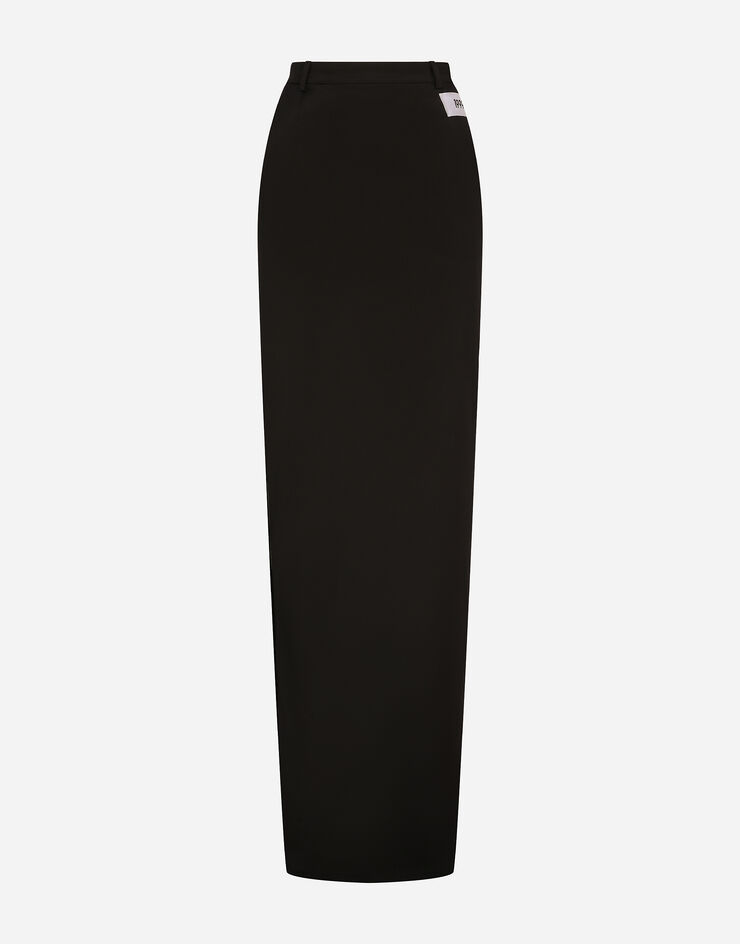 Dolce & Gabbana KIM DOLCE&GABBANA Long cady skirt with side zippers and slit Black F4CLWTFURLE