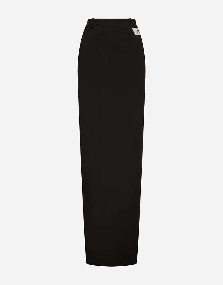 Dolce & Gabbana KIM DOLCE&GABBANA Jupe longue en cady à fente et fermetures zippées latérales Noir F4CLWTFURLE