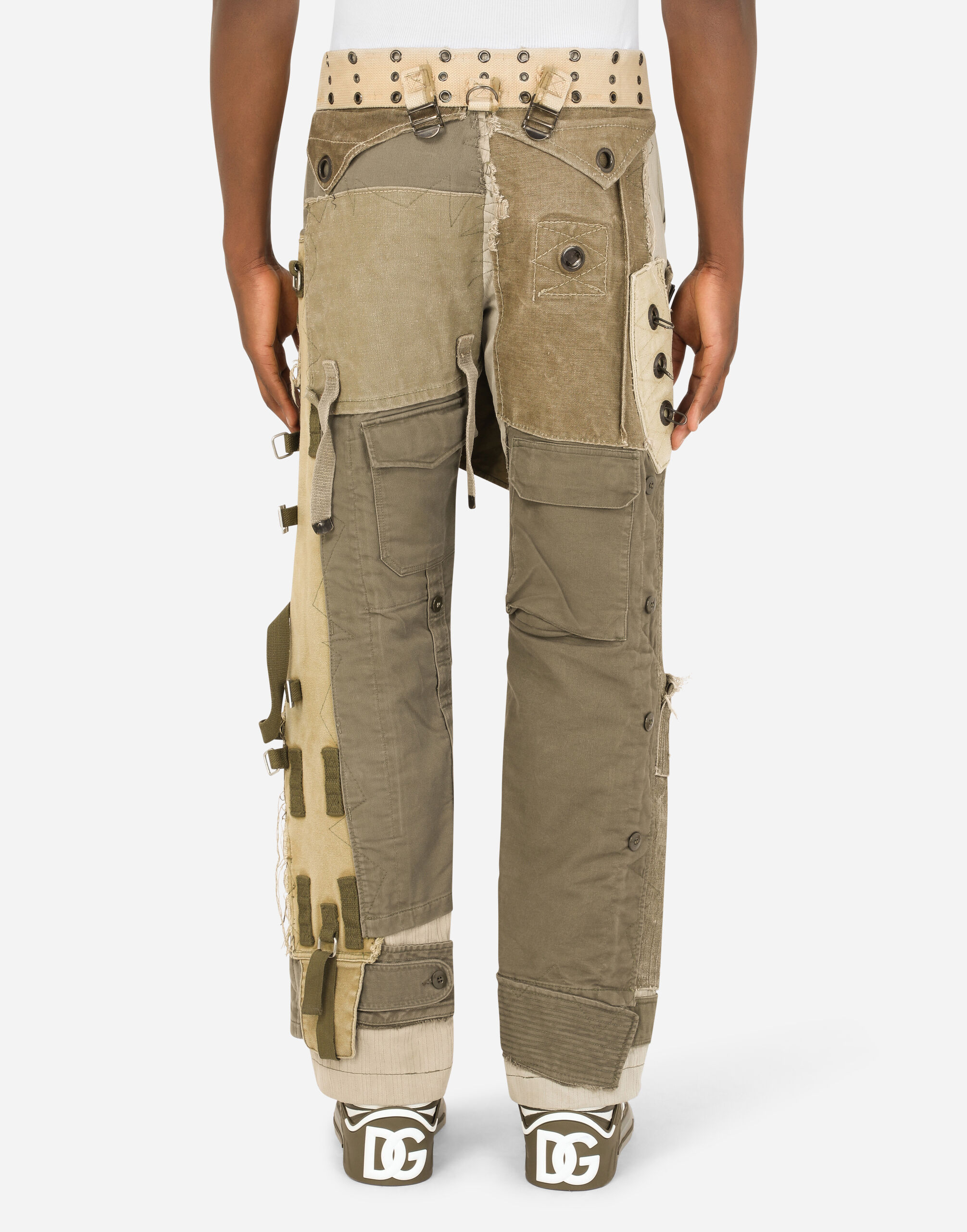 Cargo pants with vintage appliques in Multicolor for Men Dolce Gabbana US
