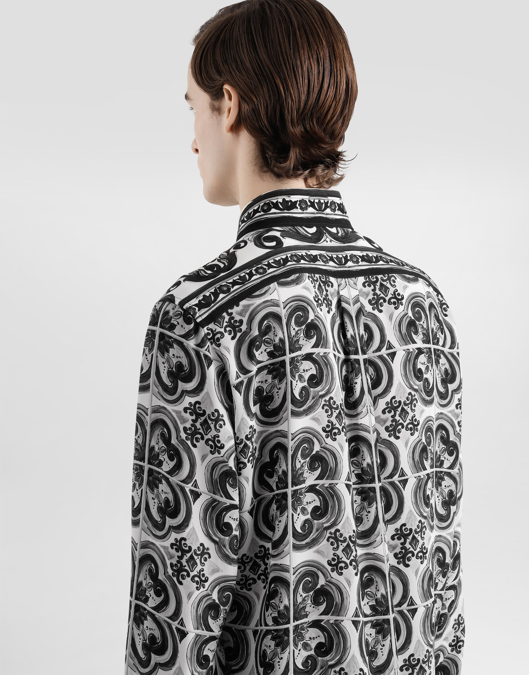 majolica-print crêpe martini shirt in Multicolor for Men