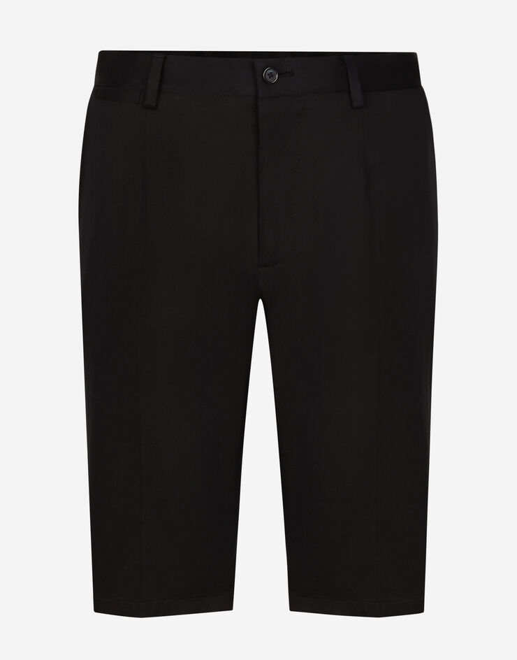 Dolce & Gabbana Bermudas aus Baumwollstretch mit DG-Patch Blau GWRREZGG869