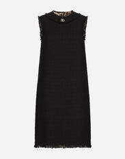 Dolce & Gabbana Raschel tweed calf-length dress with DG logo White F5Q62TFU5T9