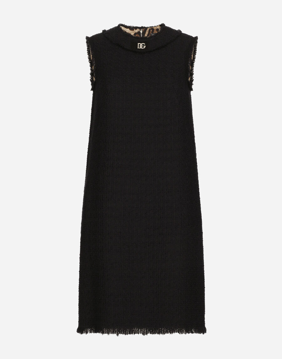 Raschel tweed calf-length dress with DG logo