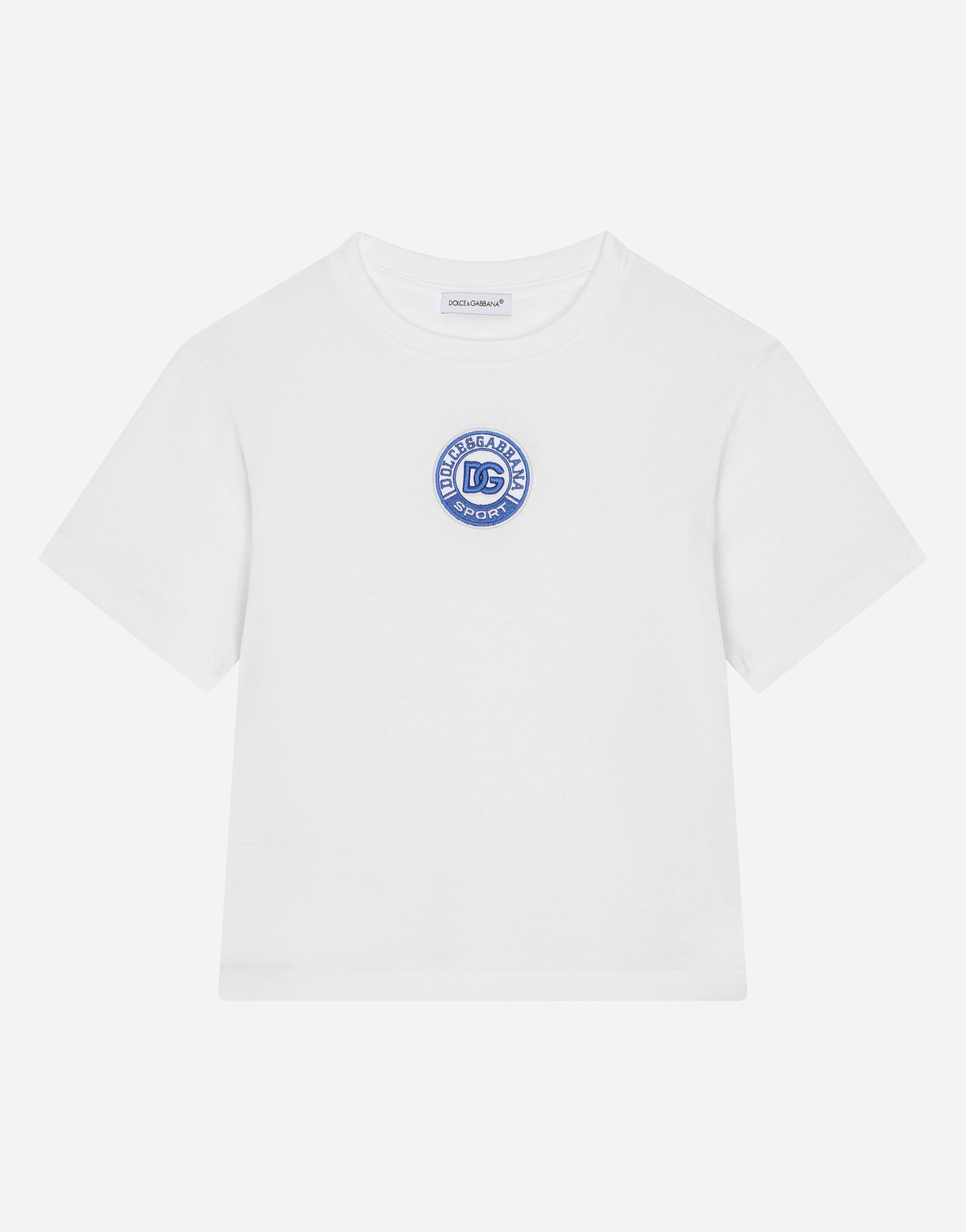 DOLCE&GABBANA ロゴパッチ Tシャツ ホワイト ホワイトのメンズ クルーネックTシャツ ジャージー DGロゴパッチ