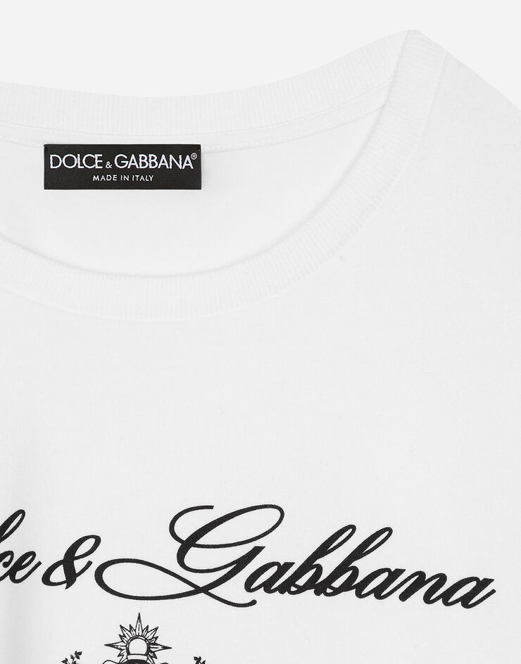 Dolce & Gabbana Camiseta de punto con inscripción del logotipo Dolce&Gabbana Blanco F8V12ZGDCNW