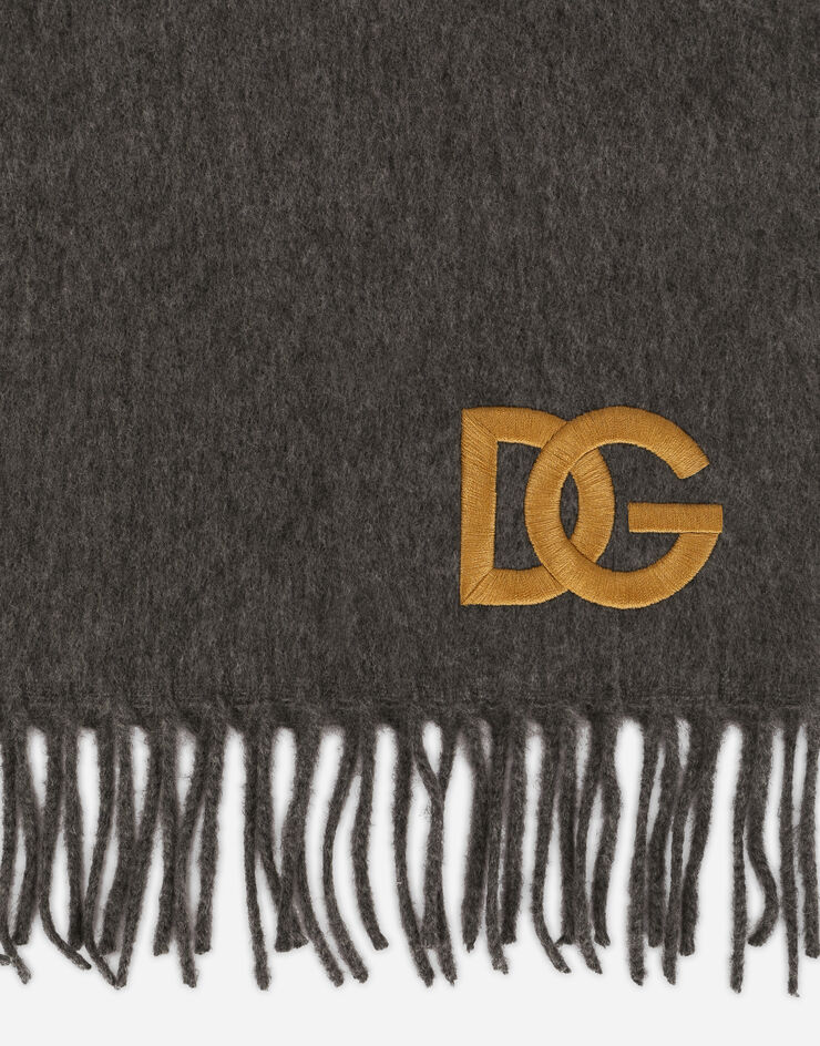 Dolce & Gabbana Cashmere scarf with DG embroidery Grey GQ313EG2UBQ