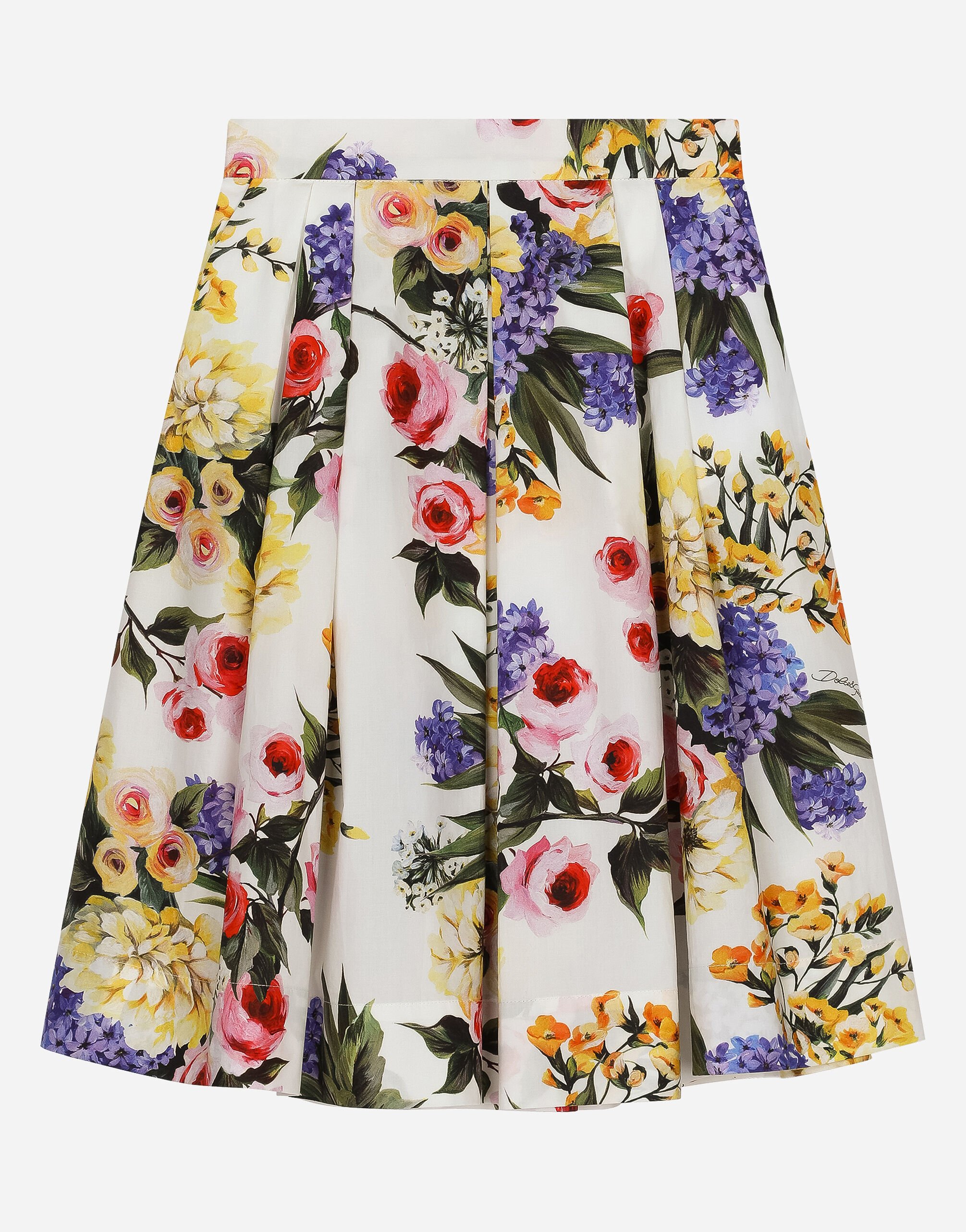 Dolce&Gabbana Long garden-print poplin skirt Multicolor F6AHITHPADV