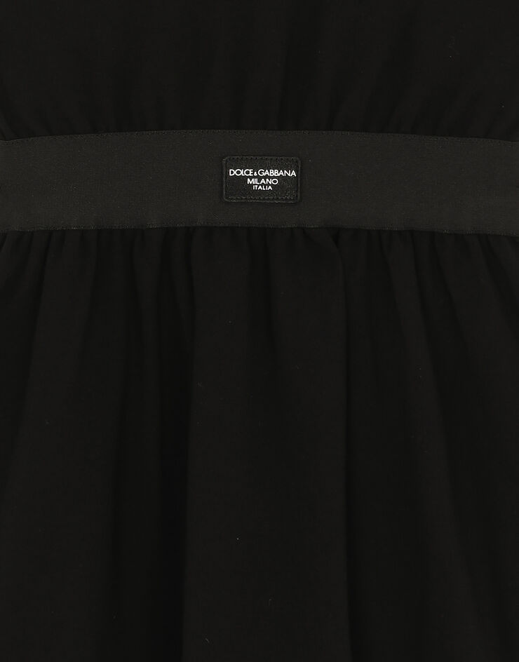Dolce & Gabbana Minikleid aus Jersey mit Logoplakette Schwarz L5JD8OG7M4U