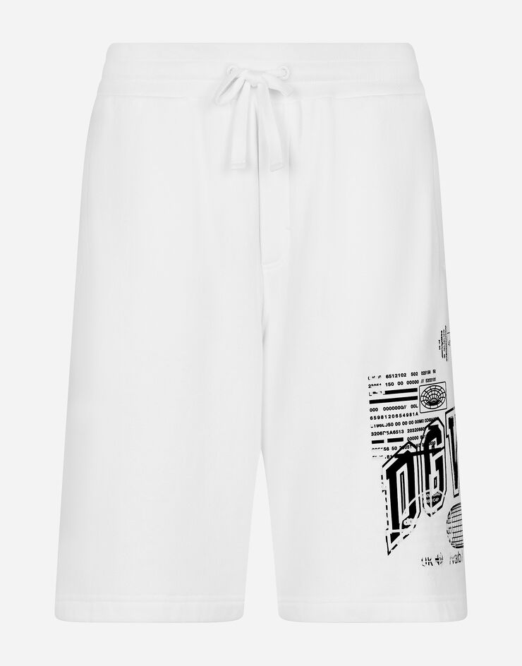 Dolce & Gabbana ジョギングバミューダパンツ ジャージー DGVIB3プリント&ロゴ ホワイト GZ5EATG7K3I