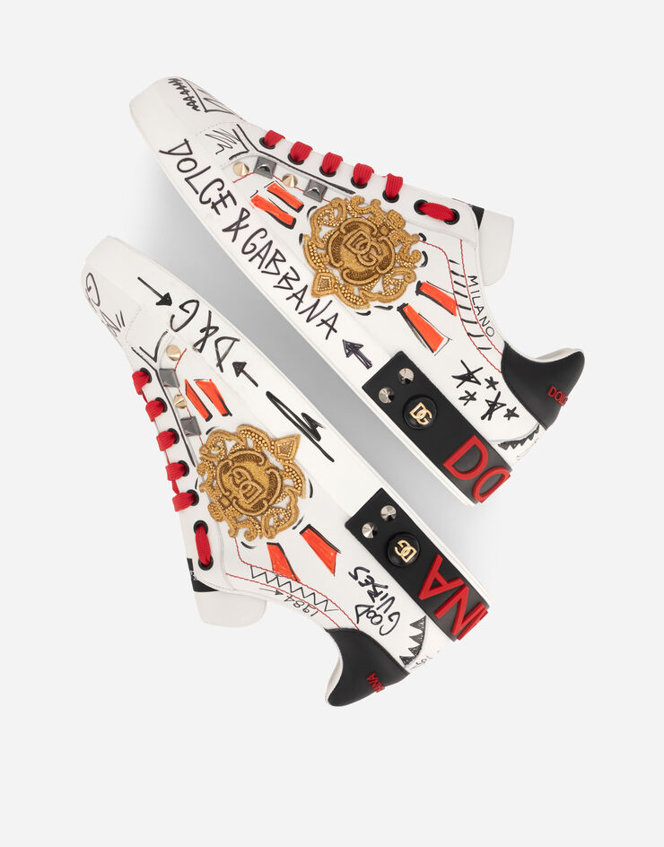 Dolce & Gabbana Zapatilla Portofino en piel de becerro con bordado y tachuelas Multicolor CS1772AH494