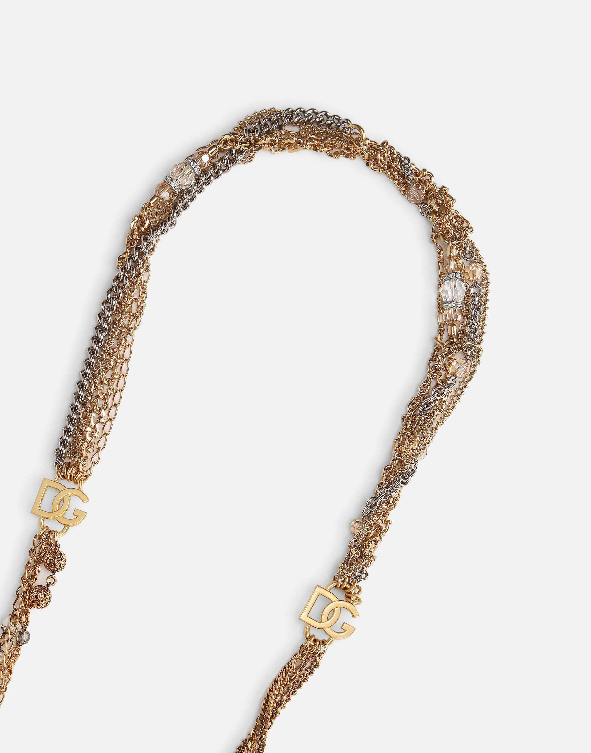 Long multi-strand link necklace with DG logo in MULTICOLOR