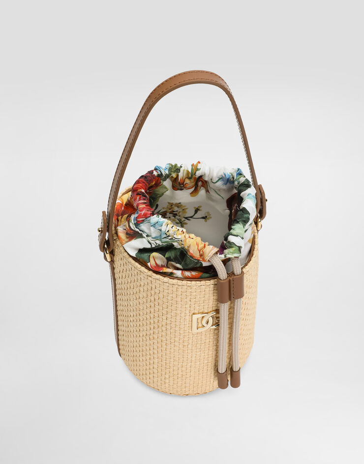 Dolce & Gabbana Straw and nappa calfskin coffa bag Print EB0266AU095